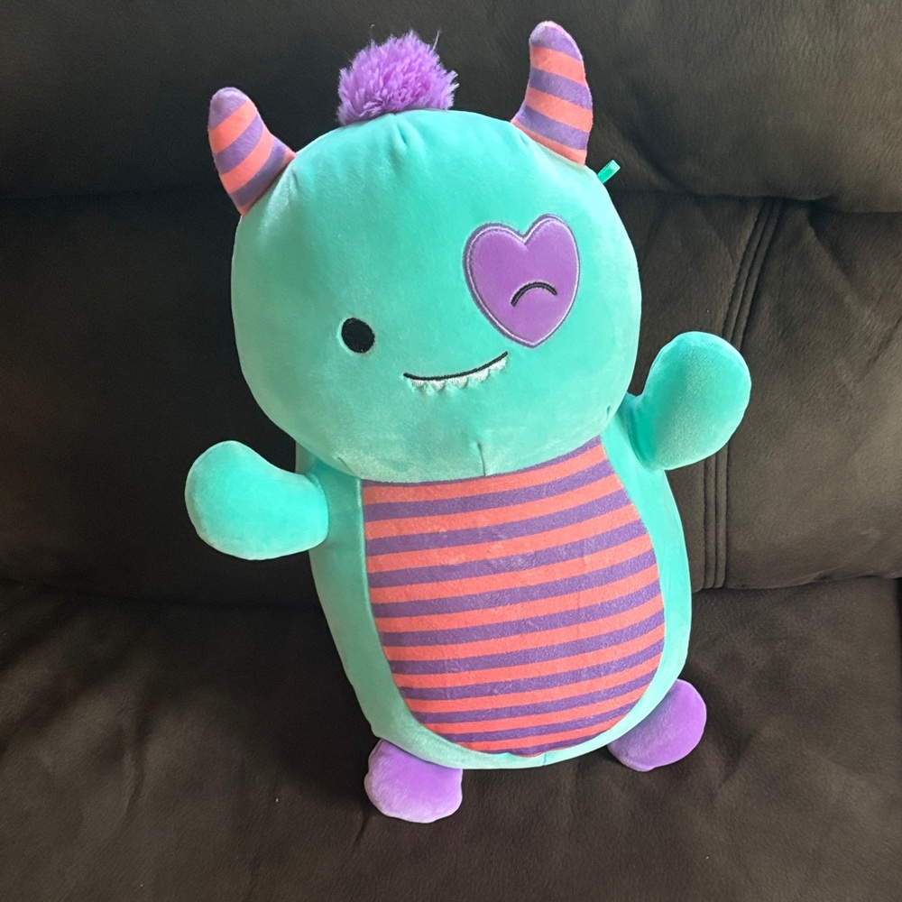 Squishmallows Teal and Purple Striped Monster Plush